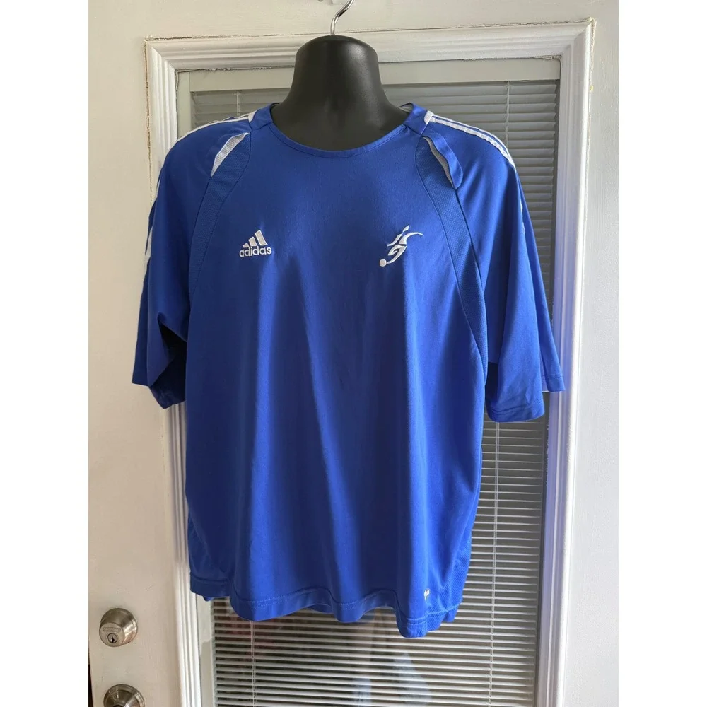 Adidas Soccer Jersey VTG  XL Blue White climacool Lot of 2 Excellent Y2K